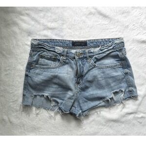 Aeropostale Womens Distressed Denim Shorts Light Wash Frayed Hem Size 4 Regular
